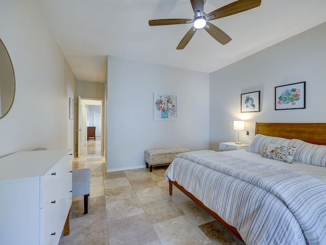 bedroom featuring ceiling fan