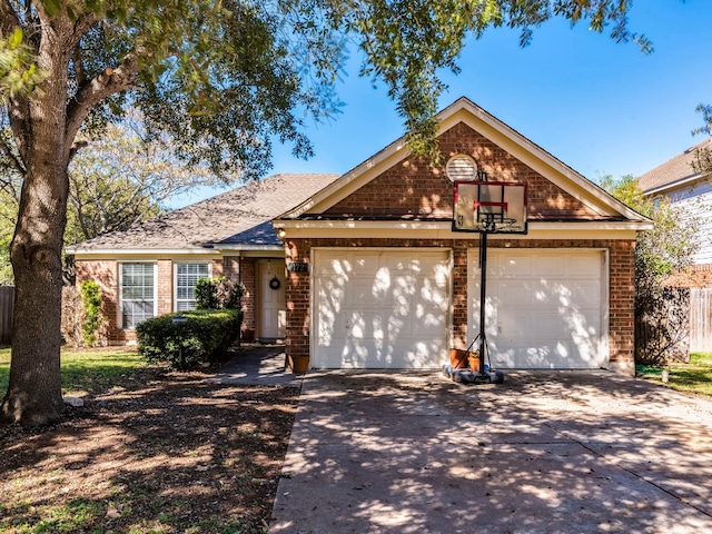 single story home with a garage