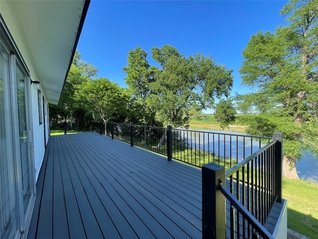 deck with a water view