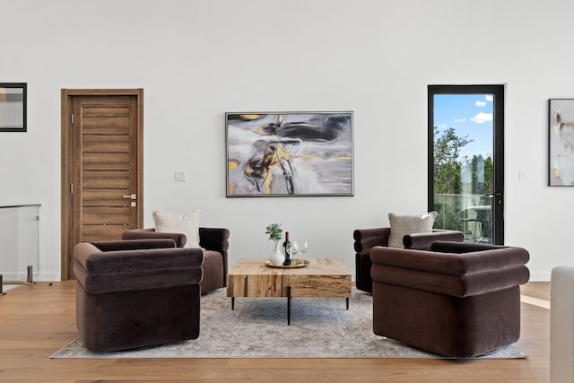 living room with light hardwood / wood-style floors