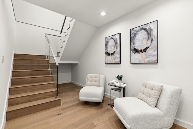 sitting room featuring wood-type flooring