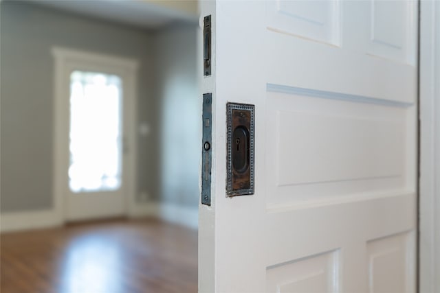 details with hardwood / wood-style flooring