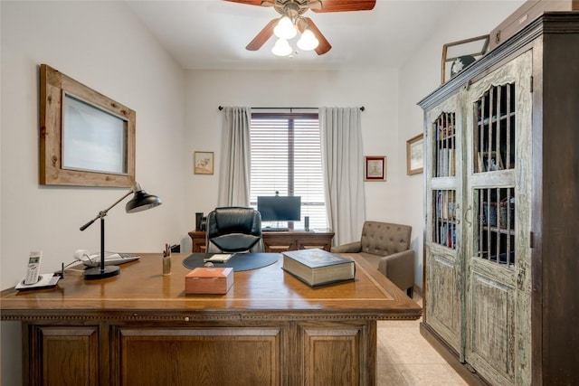 office featuring ceiling fan