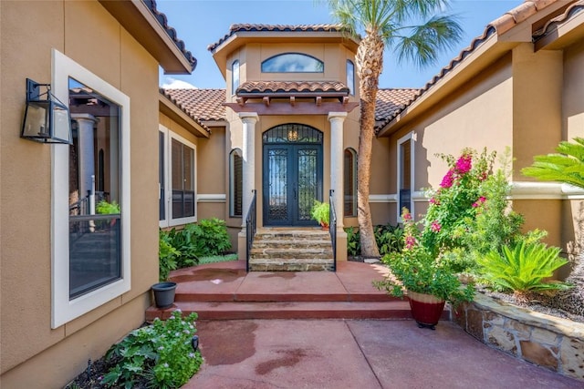 property entrance with french doors