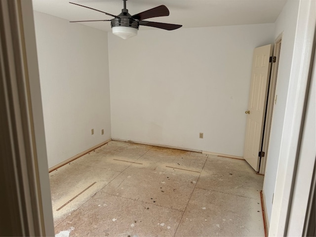 spare room with ceiling fan