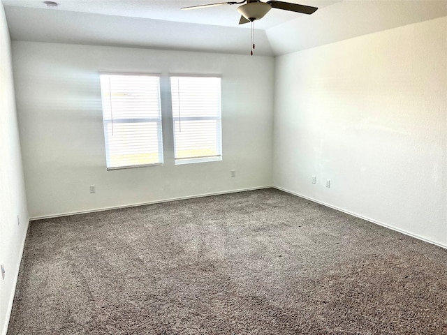 empty room featuring ceiling fan and carpet floors