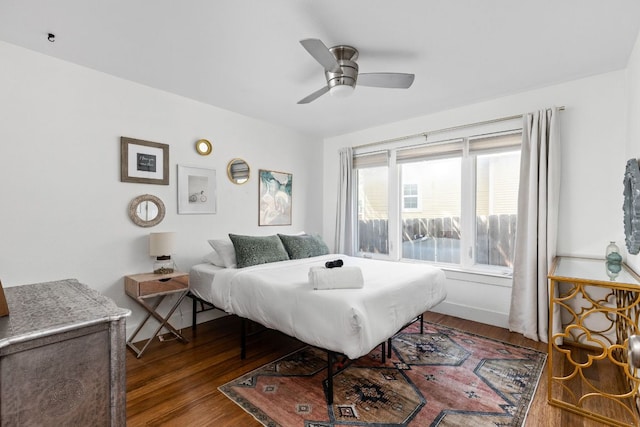 7611 Providence Ave Unit A, Austin, TX 78752 - bedroom featuring wood finished floors and a ceiling fan