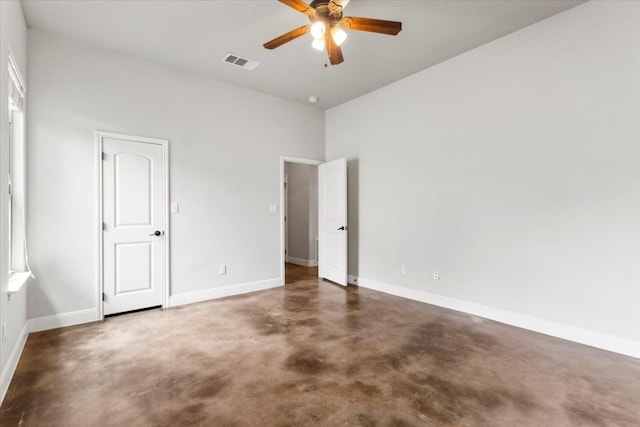 unfurnished bedroom with ceiling fan