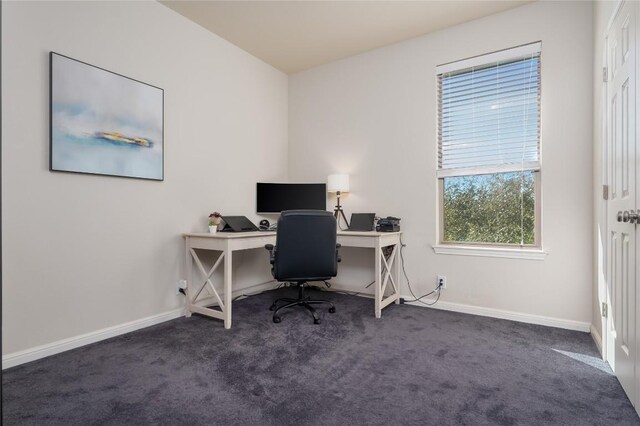 office space with dark carpet