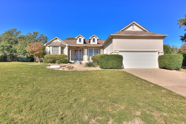 view of front of home with a front lawn and a porch