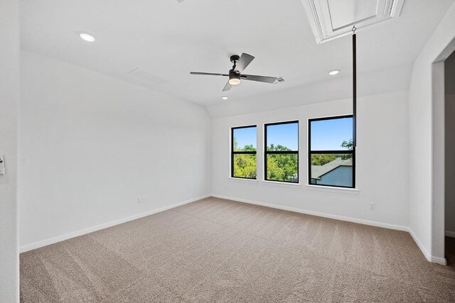 1509 Jay Wolf, Georgetown, TX 78628 - carpeted empty room featuring baseboards, attic access, recessed lighting, and ceiling fan