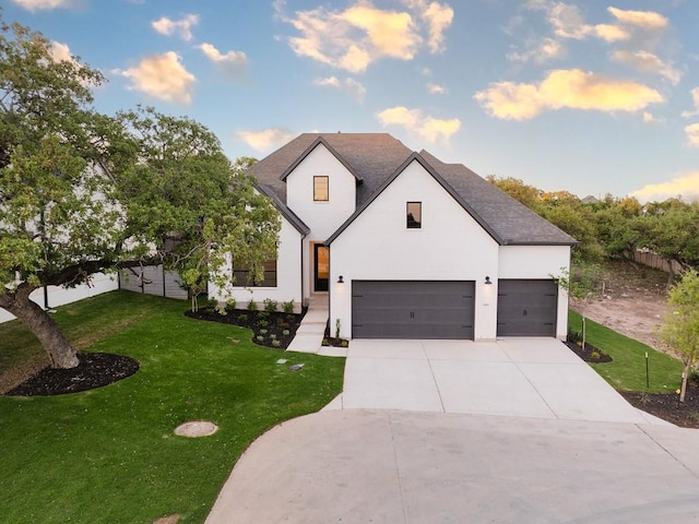 1509 Jay Wolf, Georgetown, TX 78628 - modern farmhouse featuring a front yard, driveway, a garage, and roof with shingles