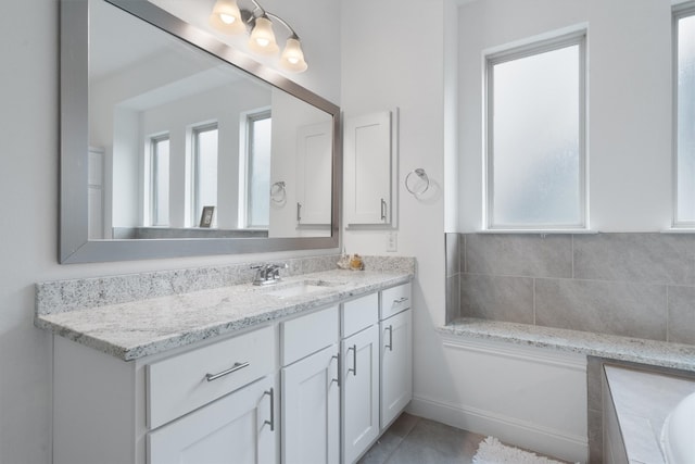 bathroom featuring a wealth of natural light and vanity