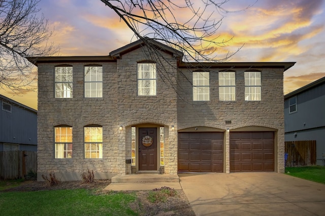 view of front of house with a garage