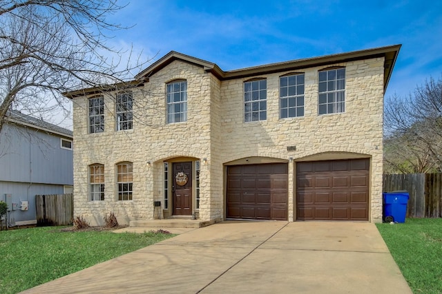 colonial inspired home featuring a garage