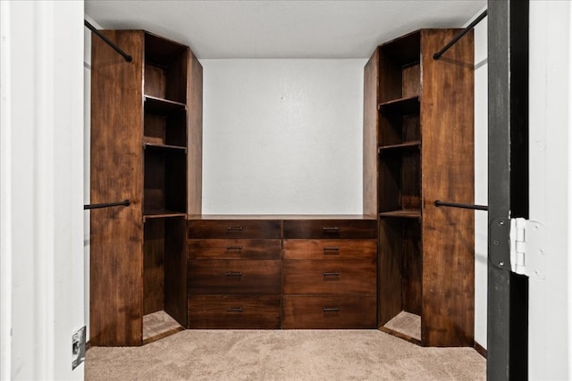 walk in closet with carpet