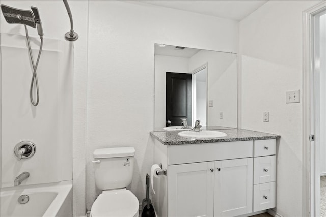 full bathroom featuring vanity, toilet, and tub / shower combination