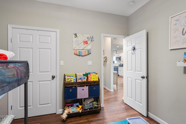 recreation room featuring hardwood / wood-style flooring