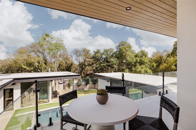 balcony with a patio area