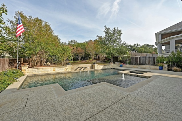 view of pool featuring a patio area and pool water feature