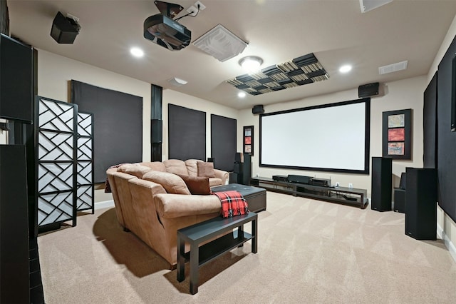 view of carpeted home theater room