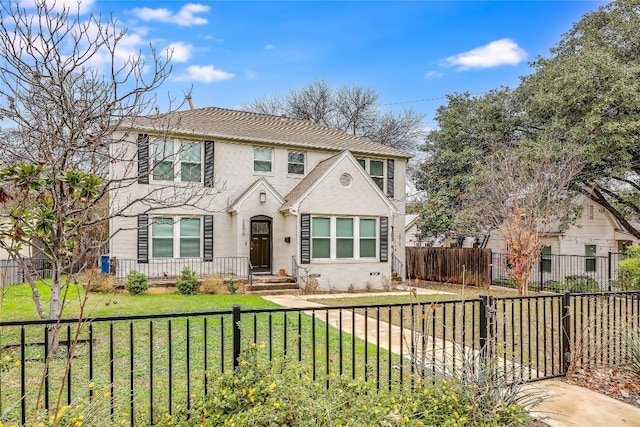 view of front of home with a front yard