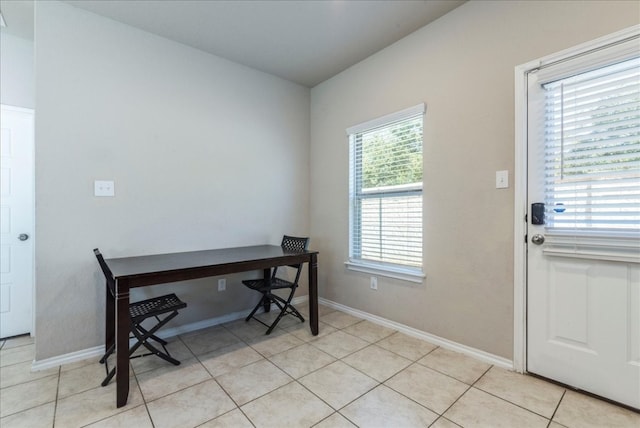 office with light tile patterned floors