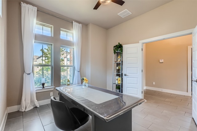 office area featuring ceiling fan