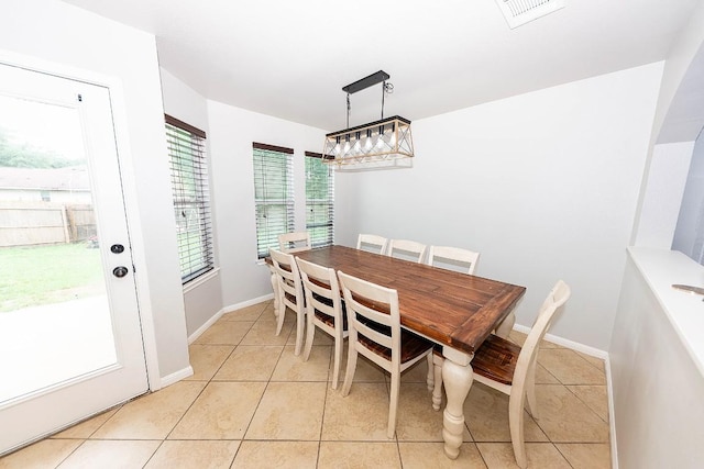 dining room with light tile patterned floors