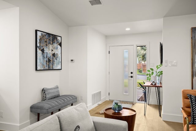 living room featuring light wood-type flooring