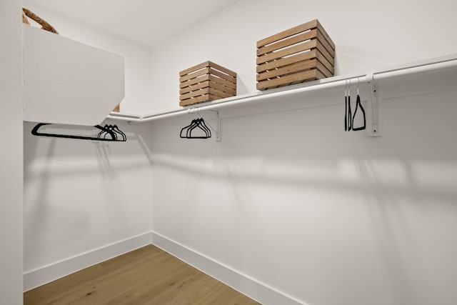 walk in closet featuring hardwood / wood-style flooring