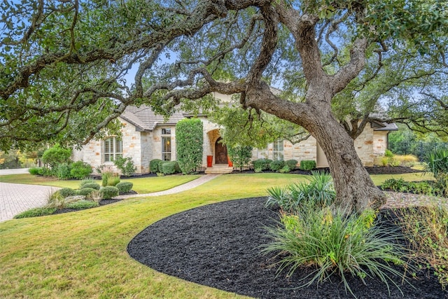 view of front facade with a front yard