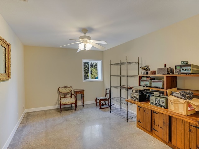 office area featuring ceiling fan