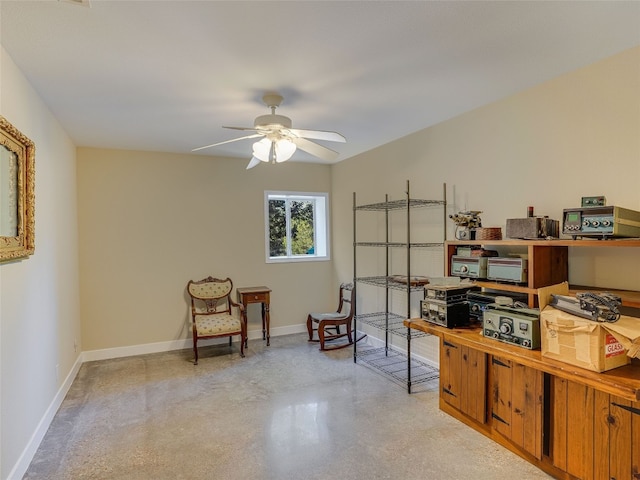 1178 Hidden Creek Dr, Dripping Springs, TX 78620 - living area with ceiling fan, baseboards, and concrete flooring