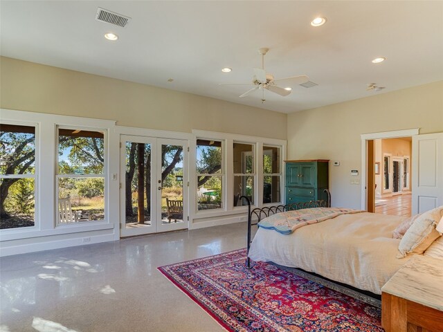 1178 Hidden Creek Dr, Dripping Springs, TX 78620 - bedroom with access to exterior, recessed lighting, and ceiling fan