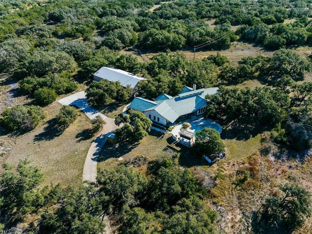 1178 Hidden Creek Dr, Dripping Springs, TX 78620 - aerial view of property and surrounding area featuring a forest