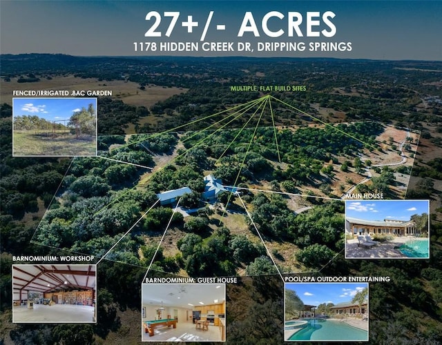 1178 Hidden Creek Dr, Dripping Springs, TX 78620 - bird's eye view