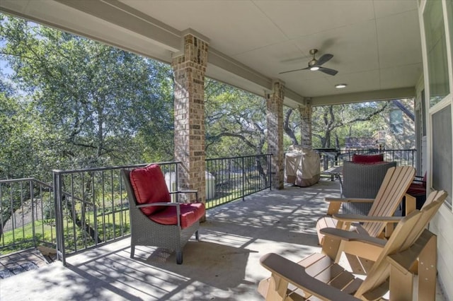 view of patio / terrace with a ceiling fan