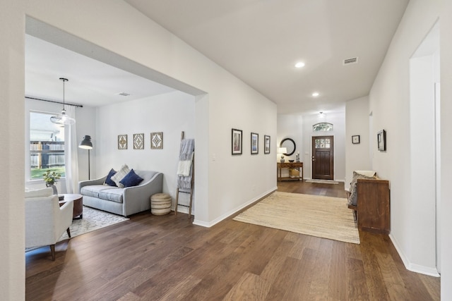 entrance foyer featuring dark hardwood / wood-style floors