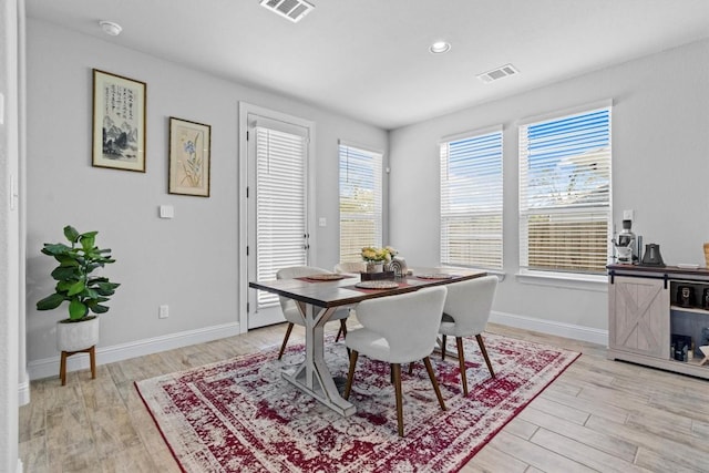 dining area featuring light hardwood / wood-style flooring