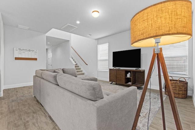 living room featuring light hardwood / wood-style flooring