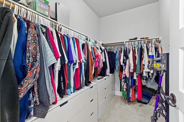 spacious closet with light colored carpet