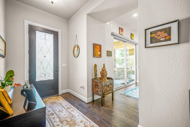 foyer featuring dark wood-type flooring