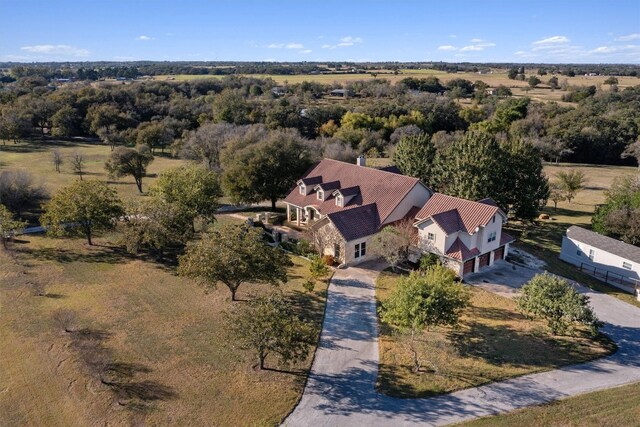 aerial view featuring a rural view