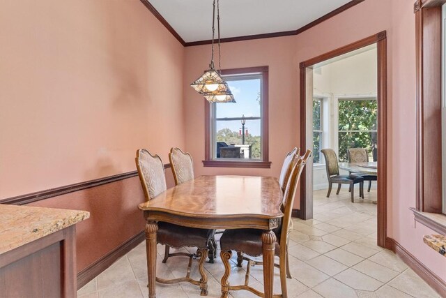 1092 Fm 3000, Elgin, TX 78621 - dining room featuring ornamental molding, baseboards, and light tile patterned floors