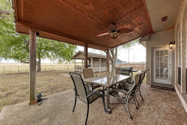 view of patio with ceiling fan