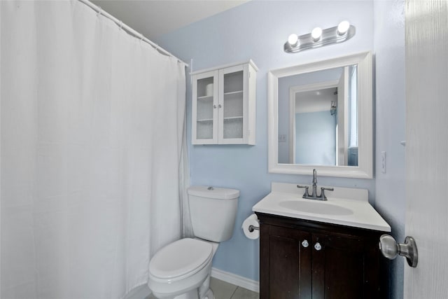 bathroom featuring tile patterned flooring, vanity, and toilet