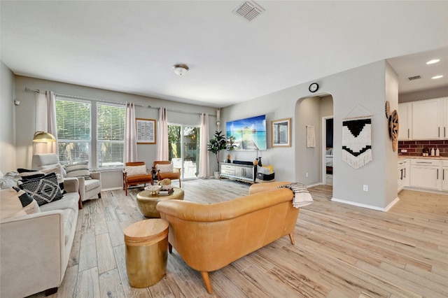 living room featuring light hardwood / wood-style flooring