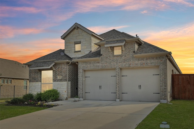 view of front of home with a lawn