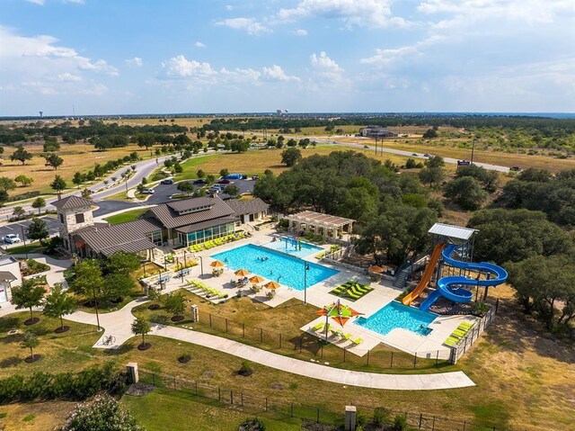120 Krupp Ave, Liberty Hill, TX 78642 - drone / aerial view of a pool